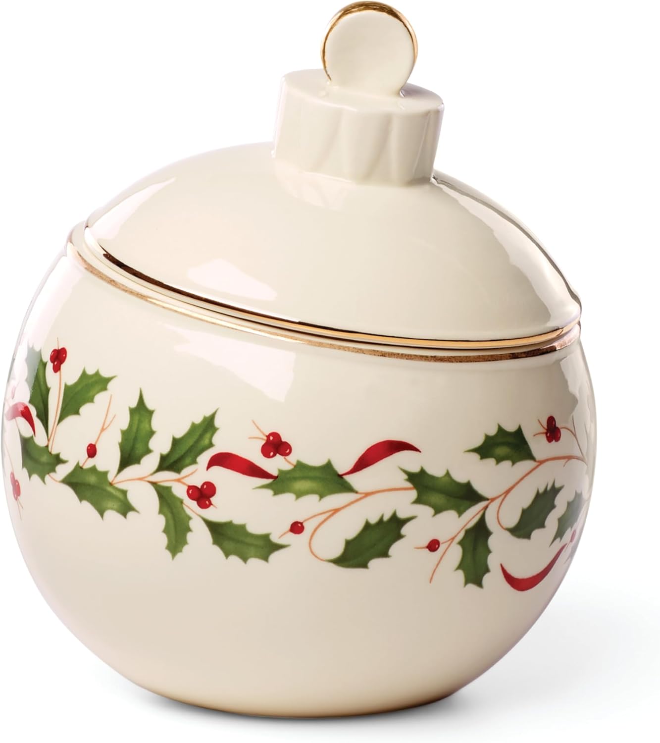 Lenox Holiday Ornament Candy Jar for Elegant Christmas Hosting