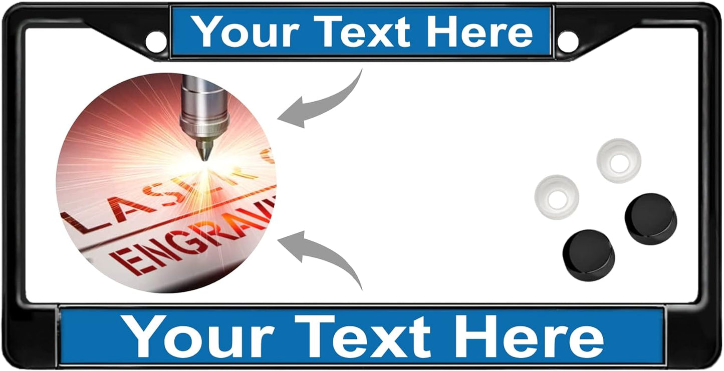 Custom Personalized Black Powder-Coated Metal License Plate Frame