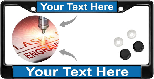 Custom Personalized Black Powder-Coated Metal License Plate Frame