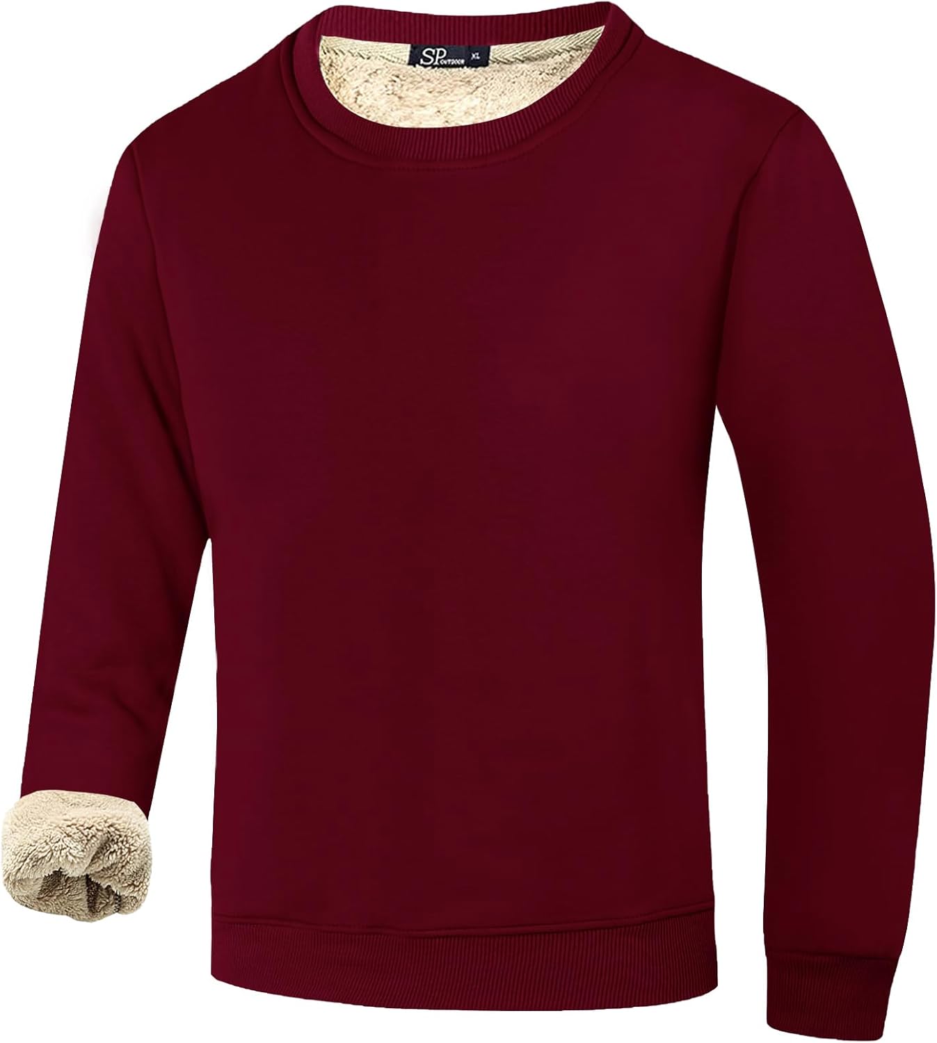 Flygo Men's Warm Sherpa Lined Crewneck Sweatshirts for Winter