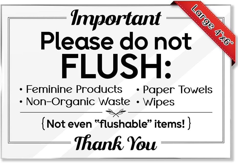 Do Not Flush Toilet Paper Sign - 5-Pack Acrylic Bathroom Signs