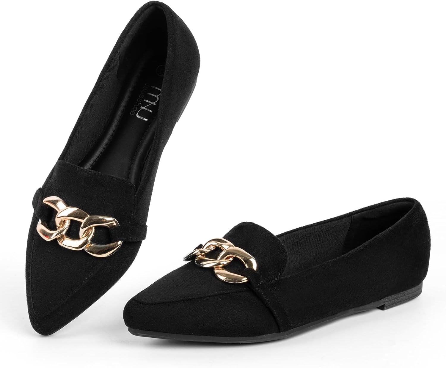 MUSSHOE Women's Loafers: Comfortable Fashion Chain Flats Shoes