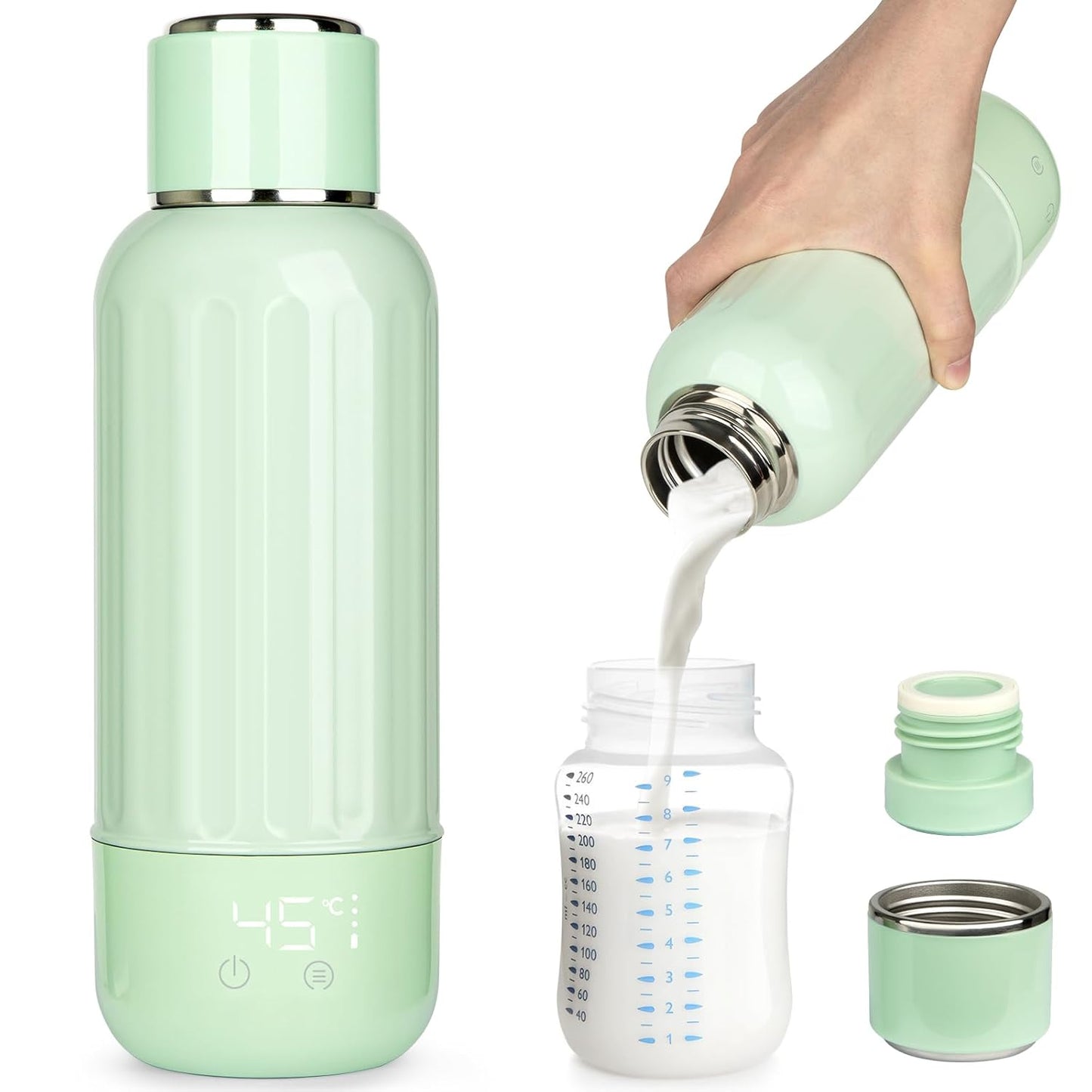 Fast Heat Portable Bottle Warmer - Leak-Proof 17oz Capacity - Travel Essential