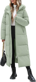 Womens Long Winter Puffer Coat Maxi Parka - Side Zip Slit