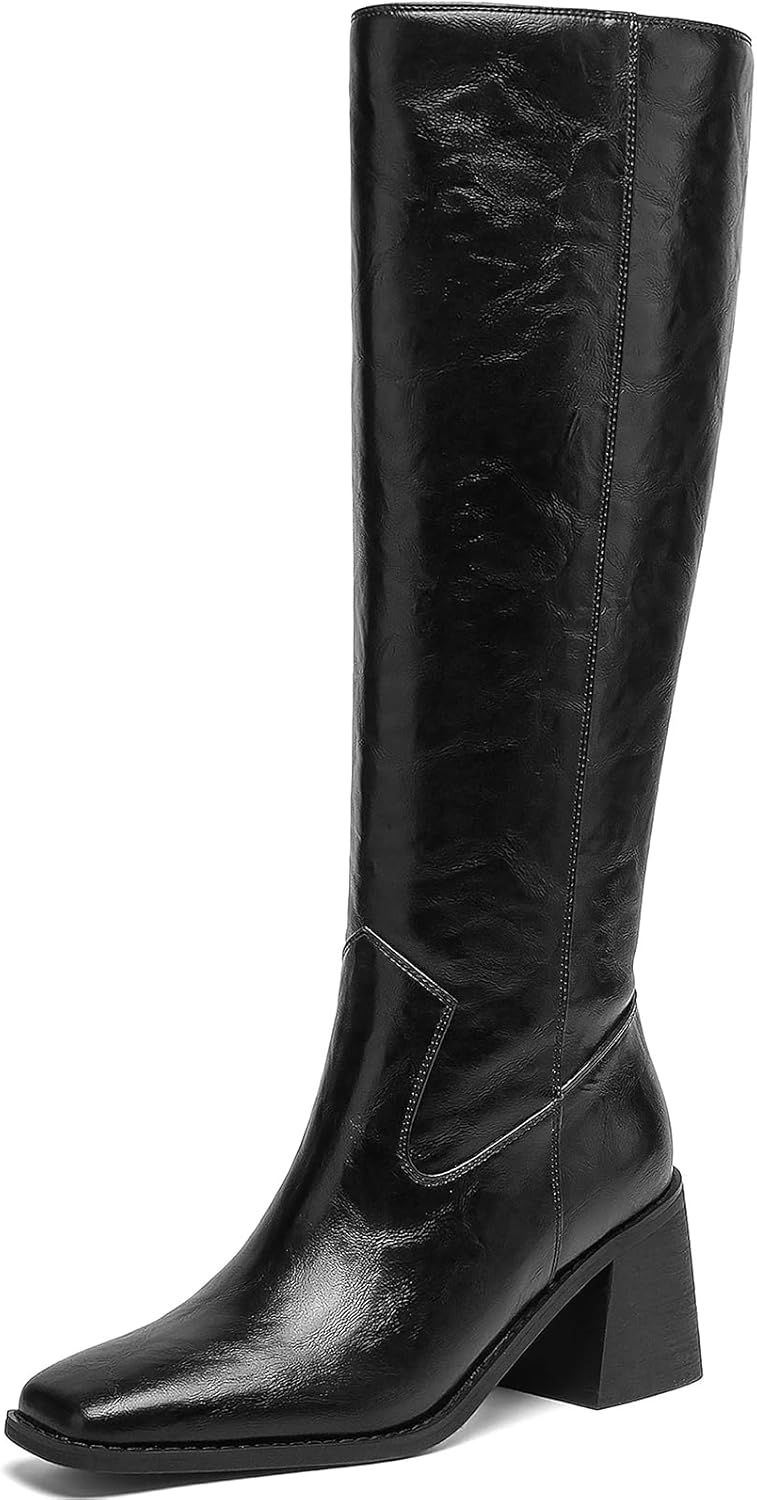 Women's Knee High Boots with Block Heels for Fall Winter Style