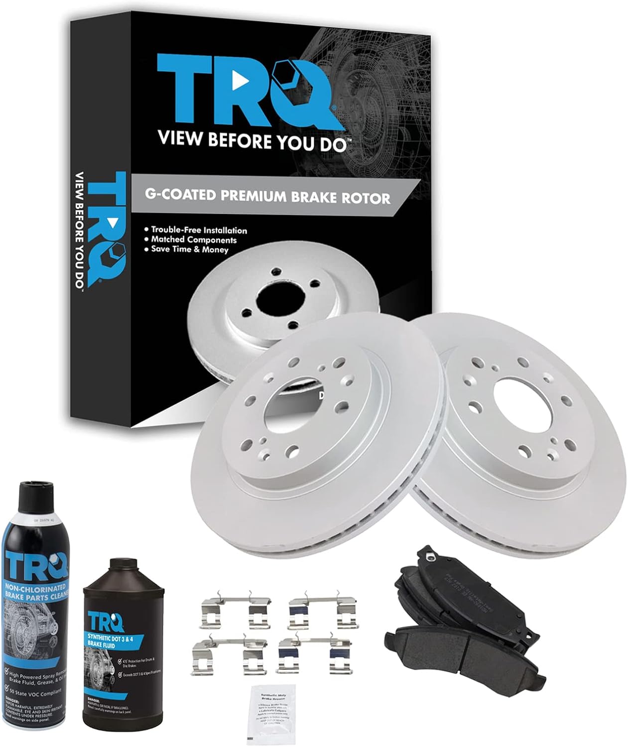 TRQ Front Brake Pad & Rotor Kit for 07 Cadillac & 05-07 GMC