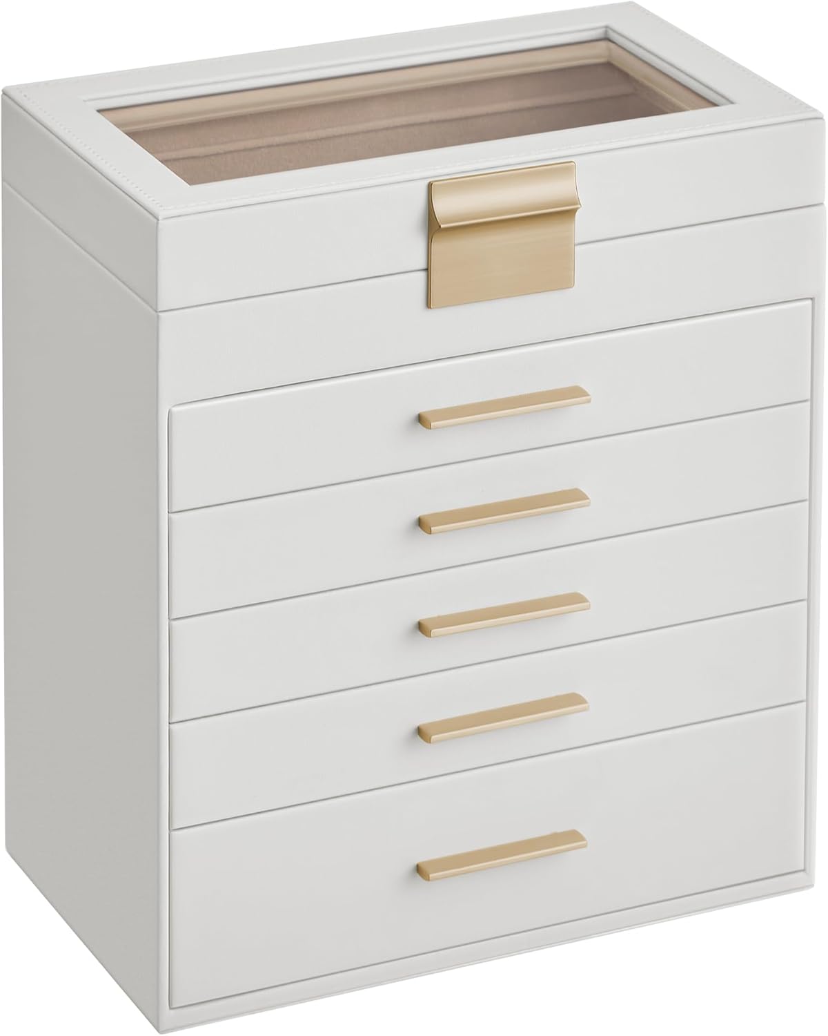 SONGMICS Jewelry Box Organizer with Glass Lid for Storage