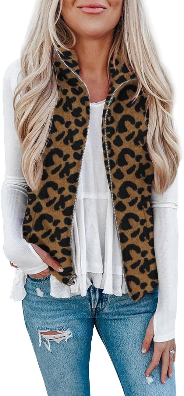 LOMON Womens Fuzzy Sherpa Fleece Jacket Cozy Sleeveless Vest