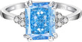 Sapphire Radiant Cut 3.5ct Sterling Silver Ring for Women - Gift Ready