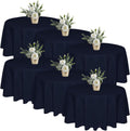90 In Round Navy Blue Tablecloths 6 Pack - Reusable Polyester Covers