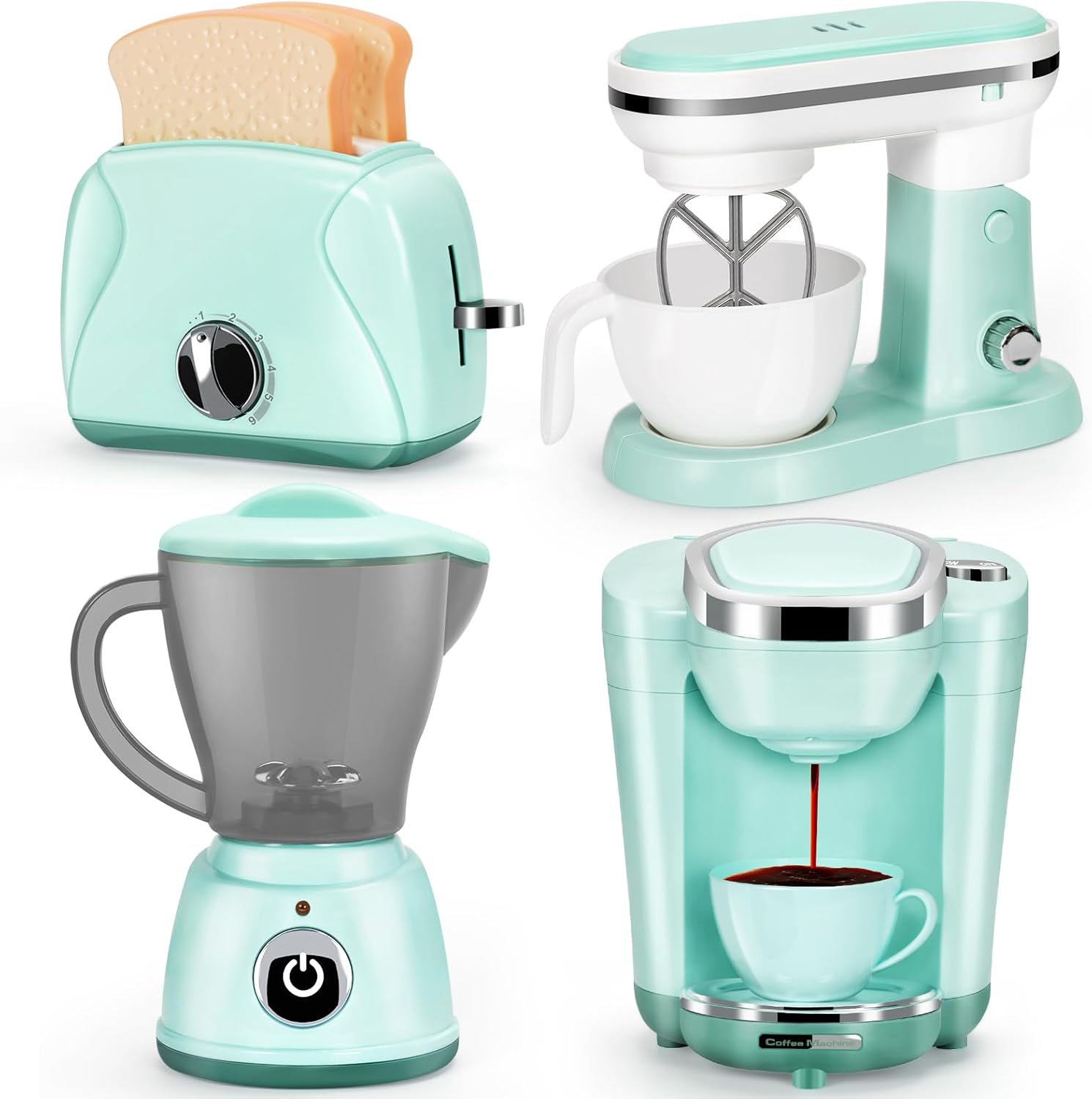 Play Kitchen Appliances Toy Set with Coffee Maker and More