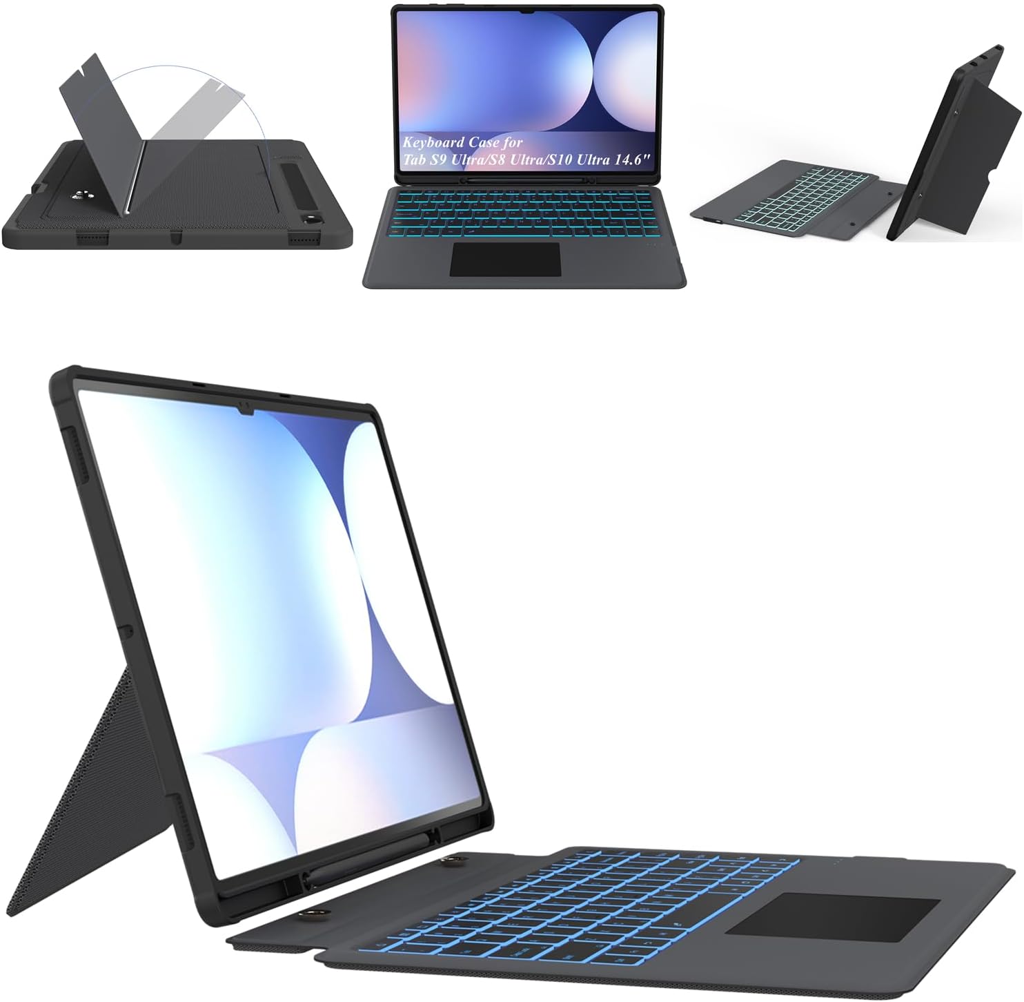 Keyboard Case for Samsung Galaxy Tab S10/S9/S8 Ultra with Touchpad