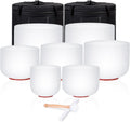 432Hz 7-Piece Frosted Chakra Crystal Singing Bowls Set - Travel Kit