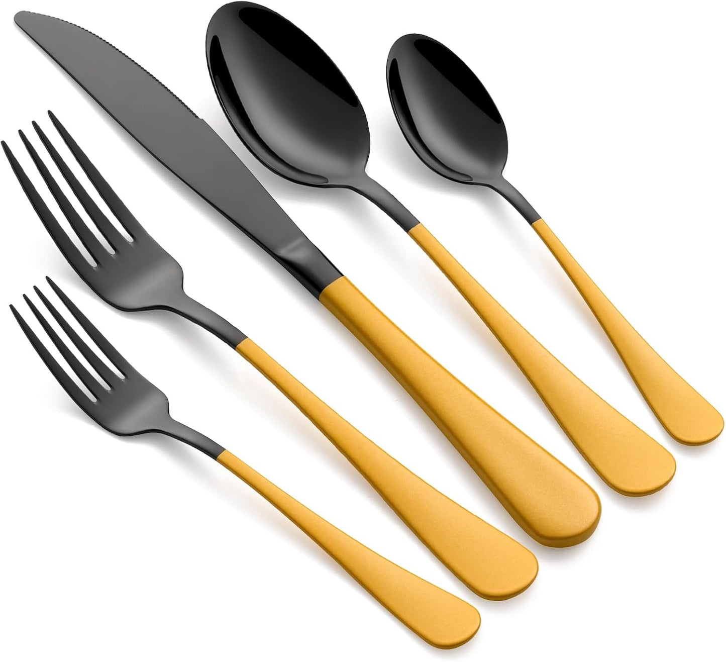 20-Piece Yellow Silverware Set with Ergonomic Design for Comfort