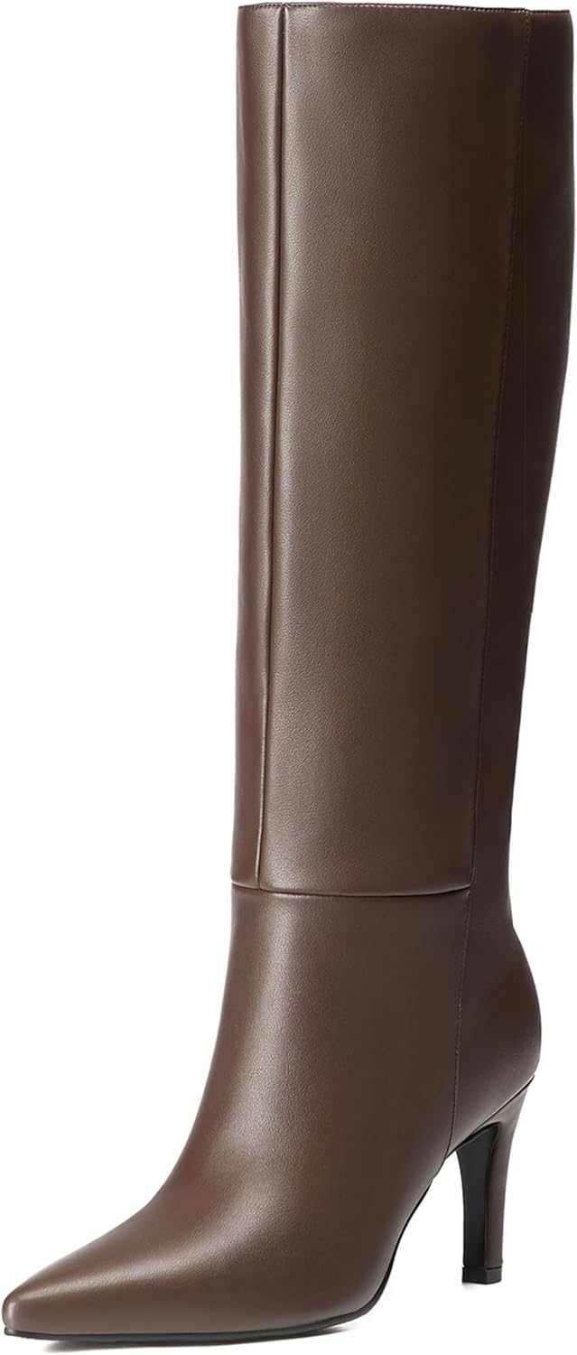 Reitoye Knee High Boots Women Sexy Pointed Toe Stiletto Style