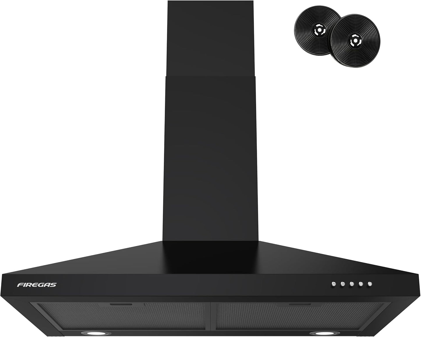 FIREGAS Black Range Hood 30 inch with LED Lights and 3-Speed Fan