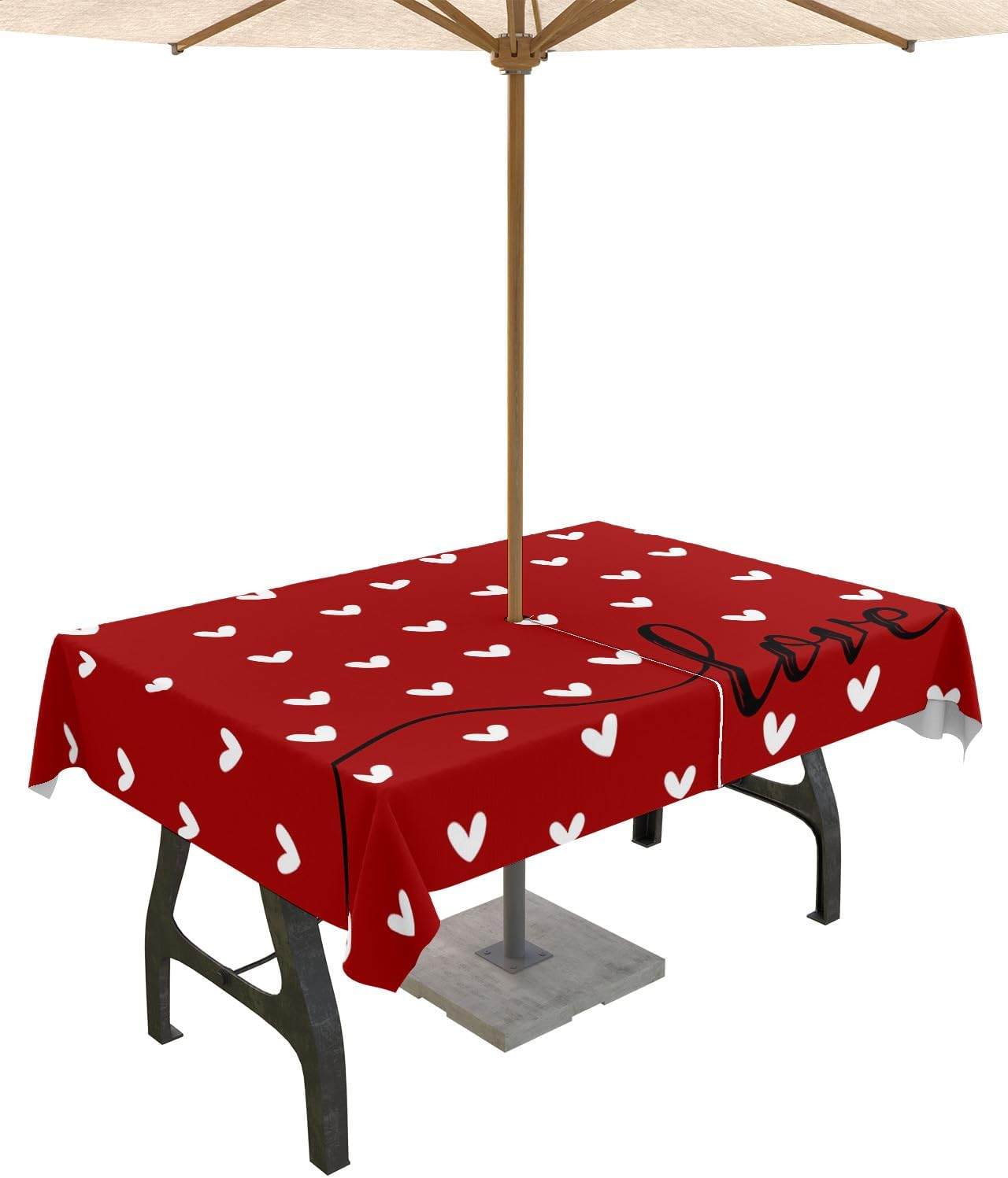 Valentine's Day Waterproof Tablecloth - Red Love Text - 60x84