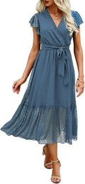 Bohemian Floral Wrap Midi Dress - Lightweight Summer Fit