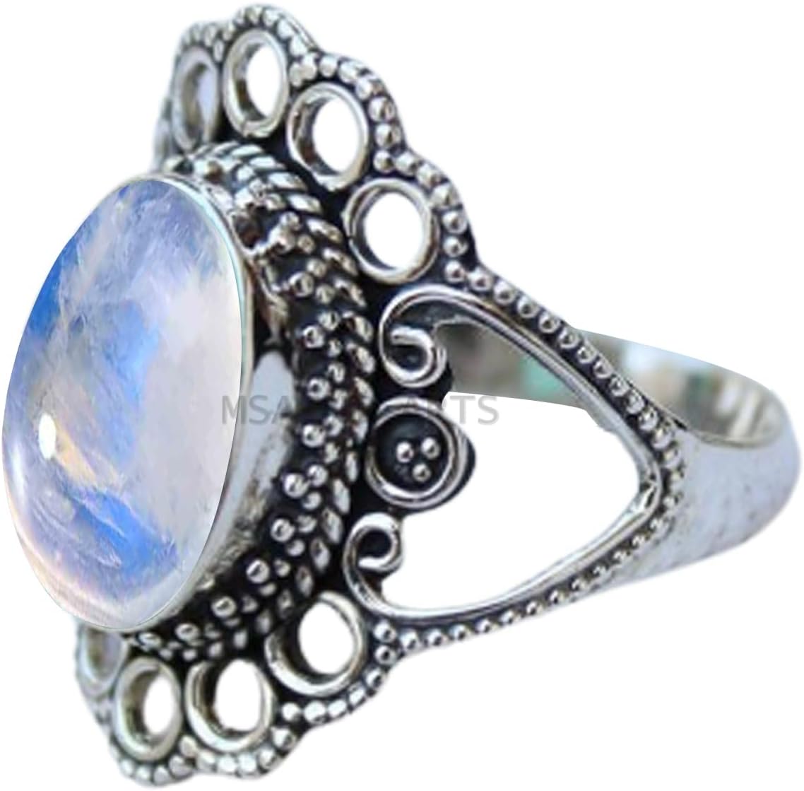 Solid 925 Sterling Silver Ring with Genuine Black Onyx Gemstone