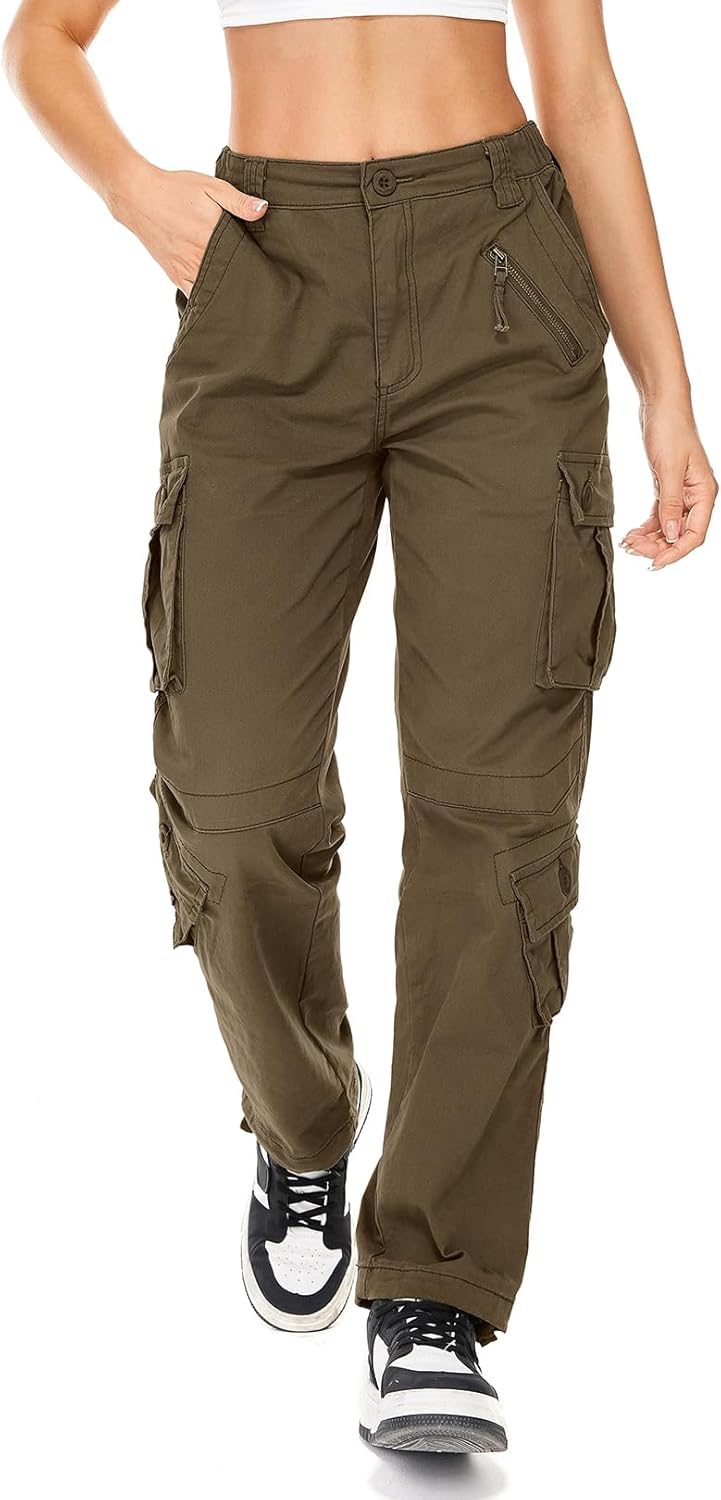 Womens Cargo Army Combat Work Pants with 8 Pockets for Comfort