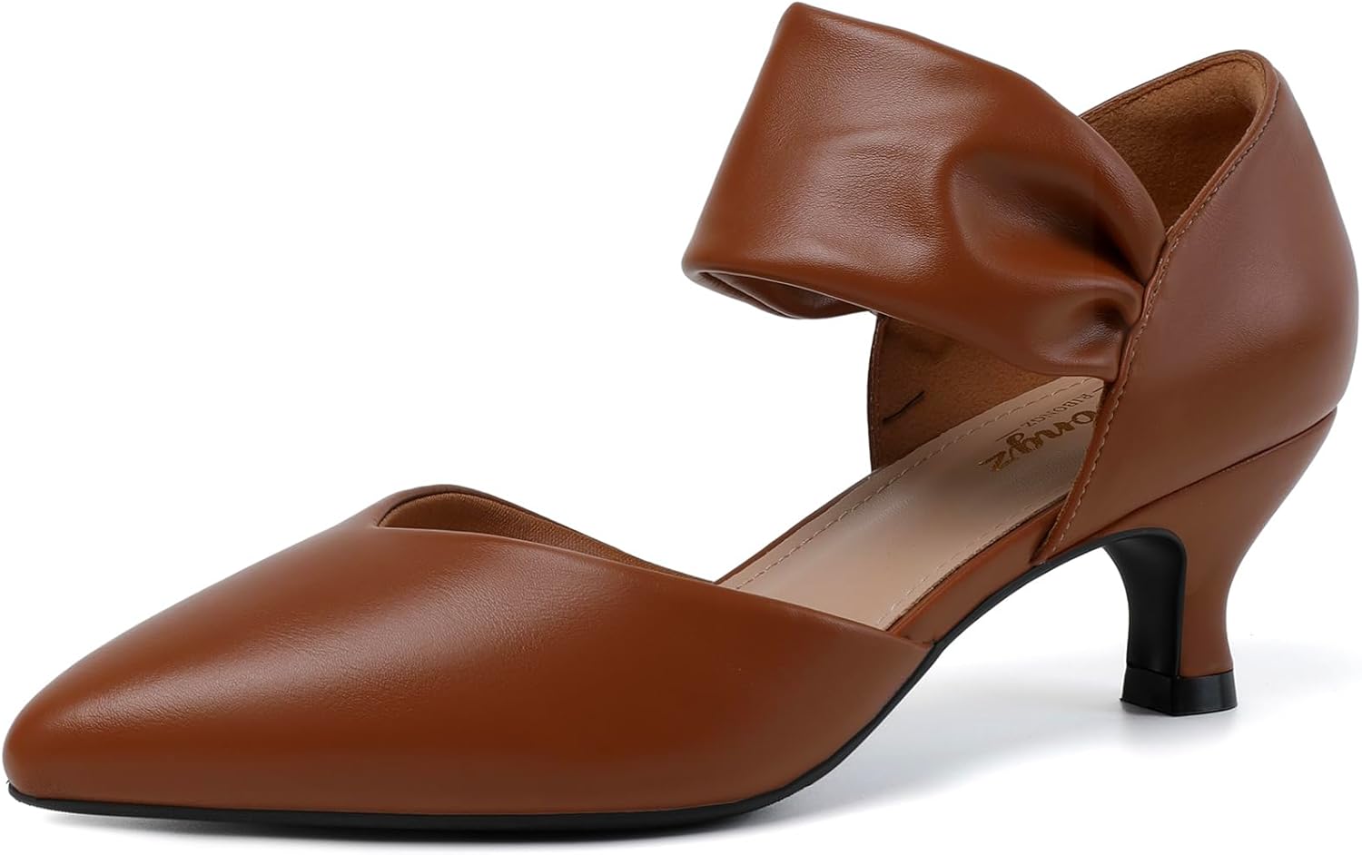 RIBONGZ Kitten Heels for Women Closed Toe Comfortable Low Heels