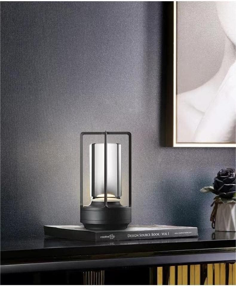Portable Metal Table Lamp for Indoor/Outdoor Use, Rechargeable