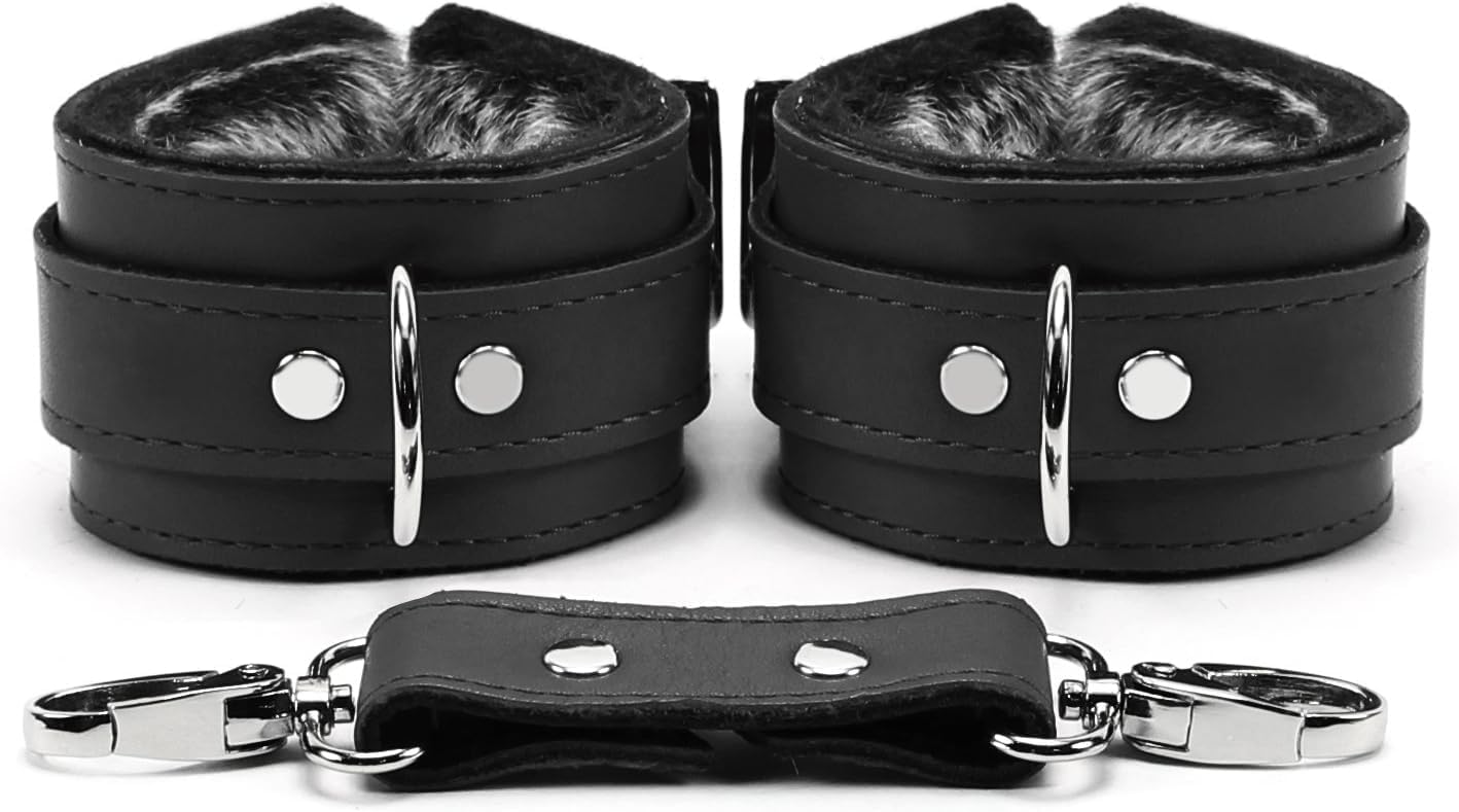 Premium BDSM Leather Barcelona Cuffs for Couples' Adventures