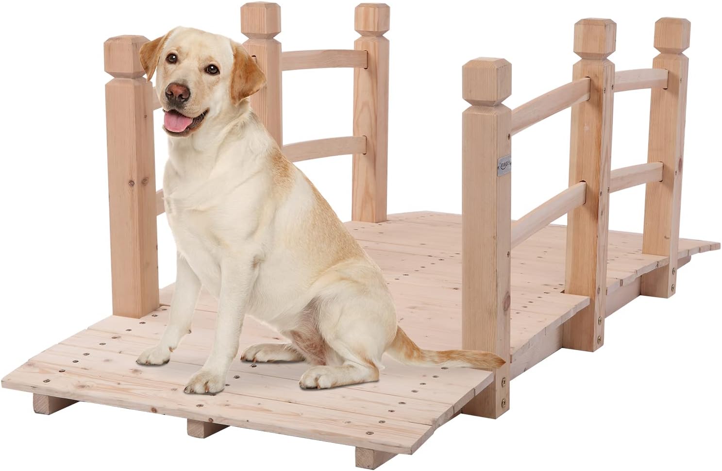 VINGLI 5 ft Garden Bridge - Classic Wooden Arch Footbridge