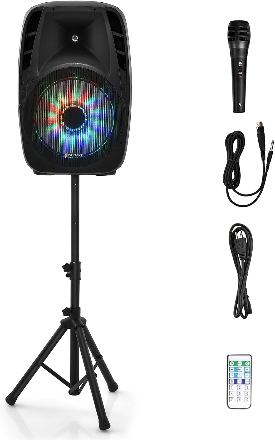 GOFLAME Portable 15in PA Speaker System Set for Parties
