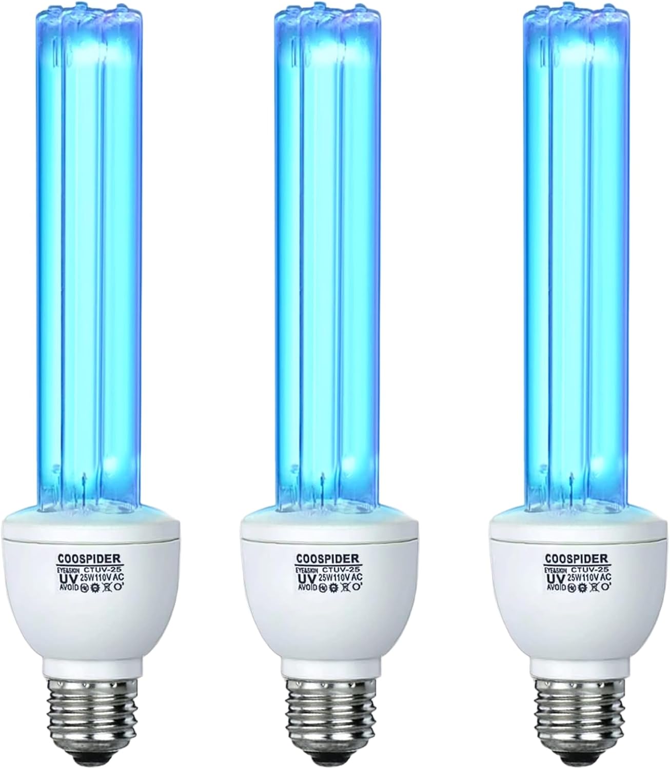 3 Pack 25 Watts UVC Light Bulb Ozone Free for Home Use