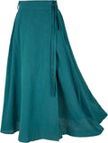 Women's Linen Wrap Skirt Casual Maxi Skirt - Flattering A-Line Linen