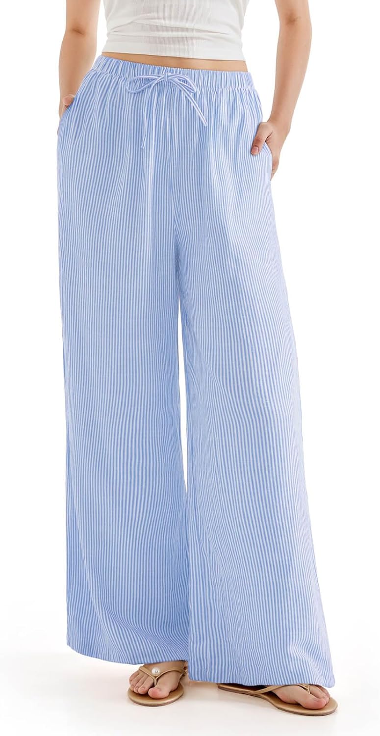 SUUKSESS Women Wide Leg Linen Pants for Summer Comfort