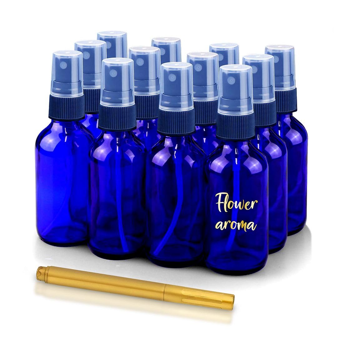 Refillable Glass Spray Bottles for Essential Oils - Pack of 12