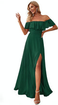Off The Shoulder Side Split Chiffon Maxi Dress - Elegant Bridesmaid
