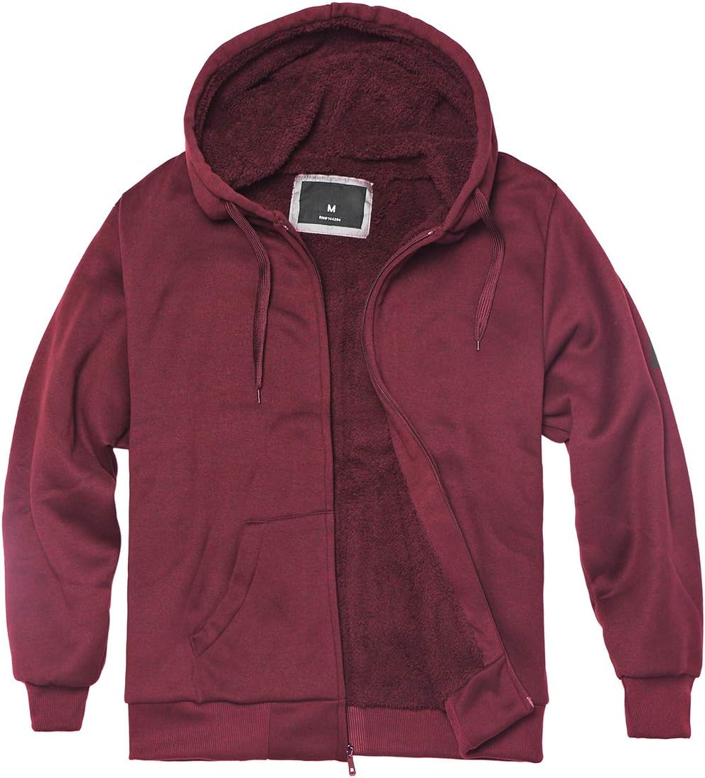 Heavyweight Sherpa Hoodies for Men - Warm Full Zip Sweatshirts