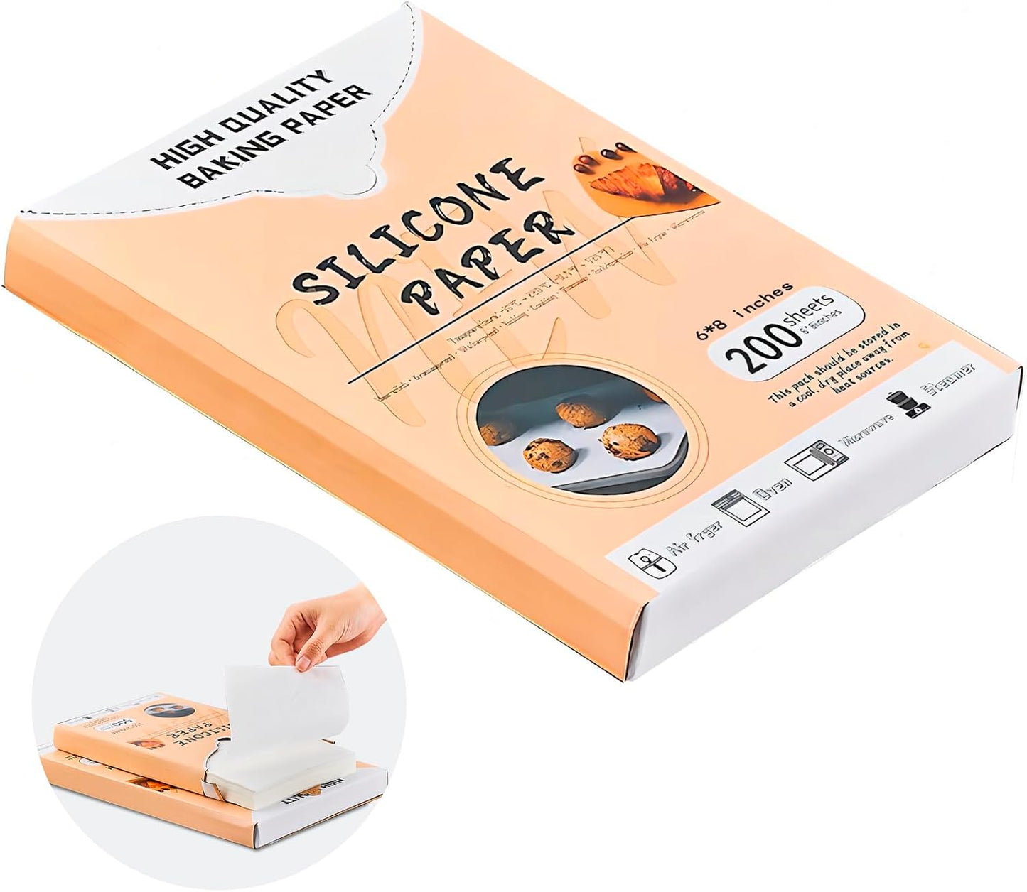 TIMENIL 200Pcs Non-Stick Parchment Sheets - Easy Baking!