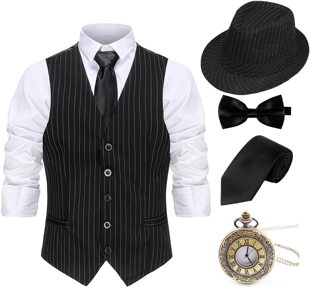 Gatsby Gangster Costume Accessories Set for 1920s Themed Events