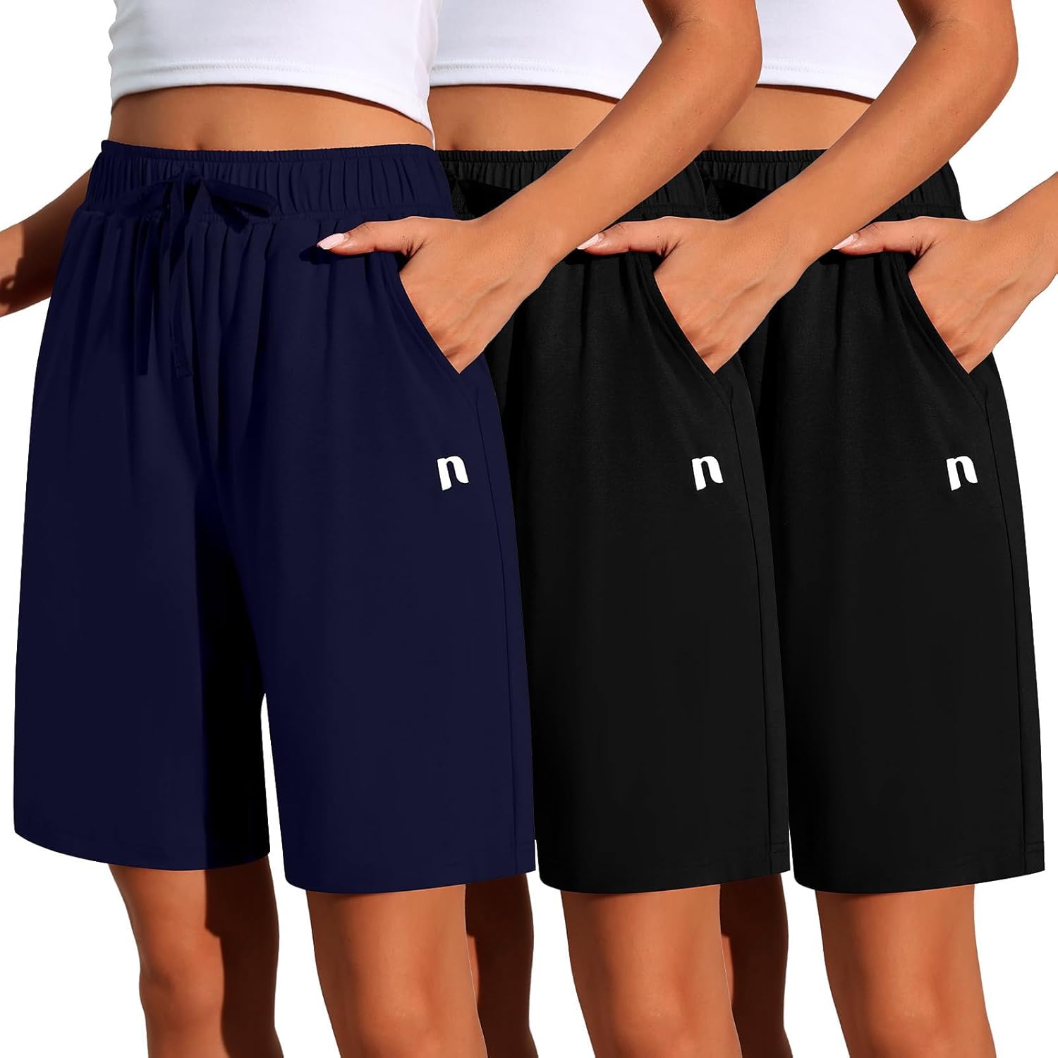 Neer Women's Quick Dry High Waisted Bermuda Athletic Shorts