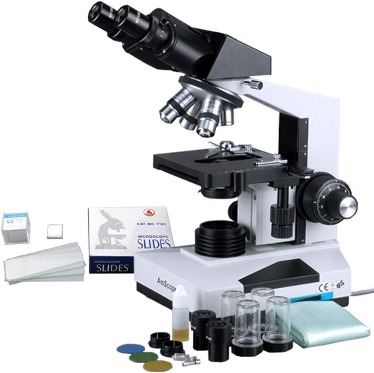 Advanced Binocular Microscope with 50 Slides and 100 Coverslips