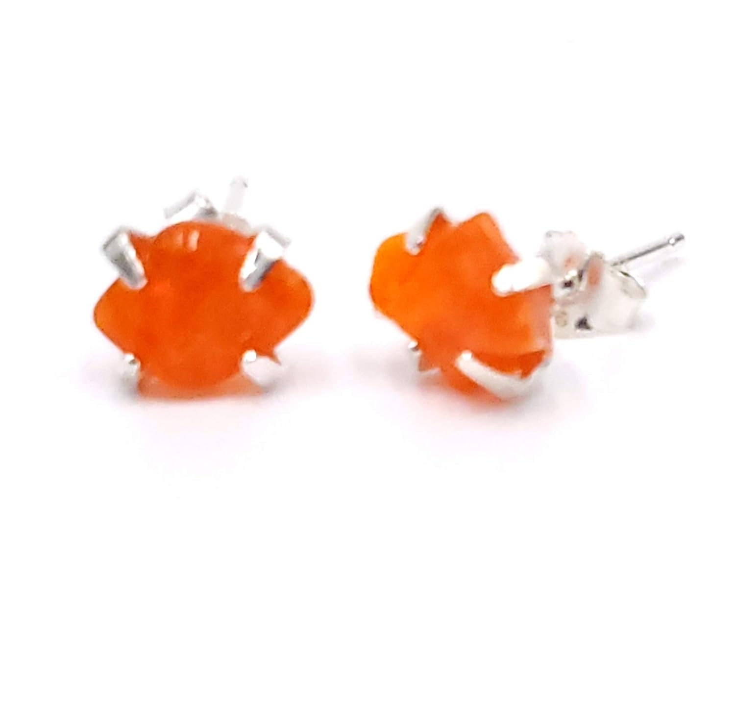 Raw Natural Gemstone Stud Earrings for Unique Birthstone Gifts