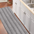 Turquoize Gray Kitchen Runner Chenille Shag Rug 59in x 20in - Plush
