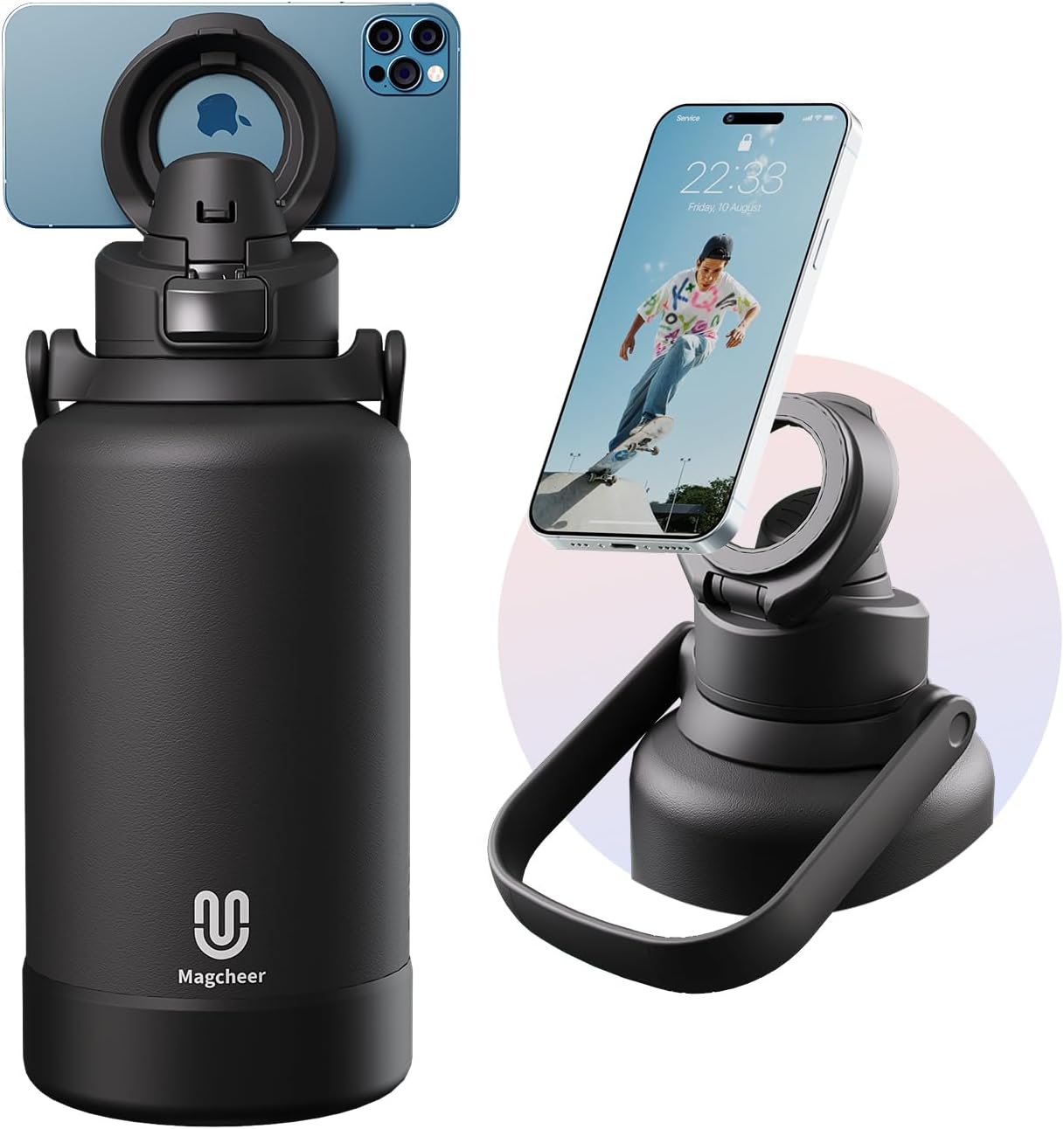 64oz Insulated Magnetic Water Bottle for Gym and Outdoor Use