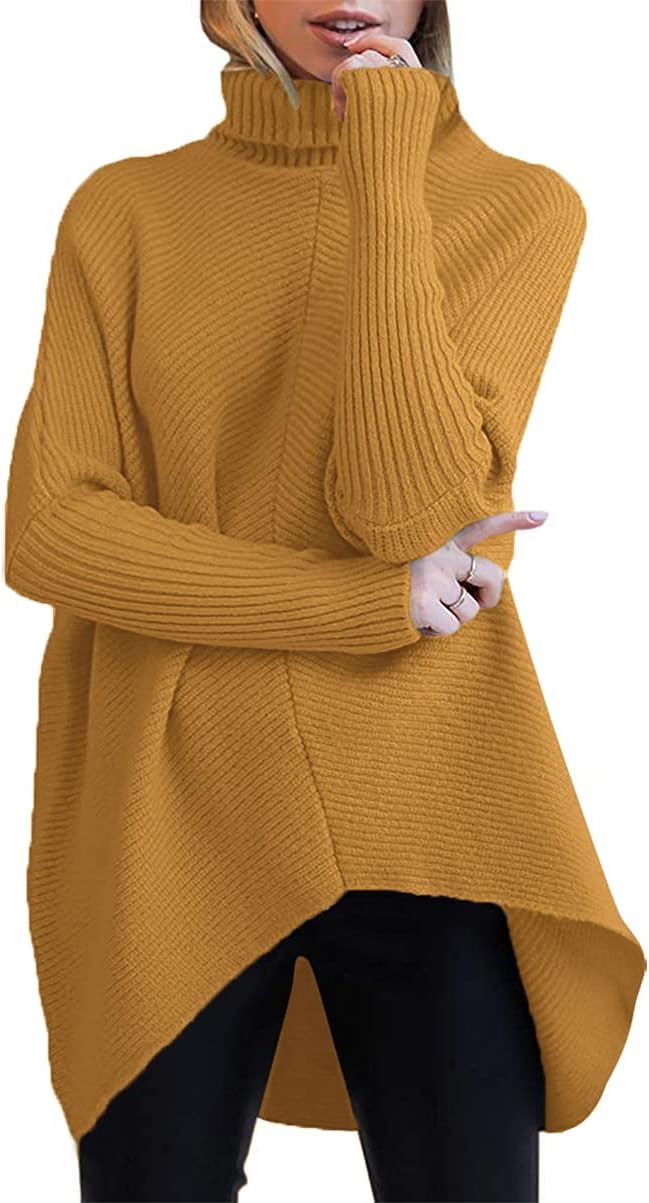 Oversized Turtleneck Batwing Sweater for Cozy Fall Outfits