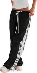 Women's Wide Leg Palazzo Pants with Side Stripes - High Rise Comfort