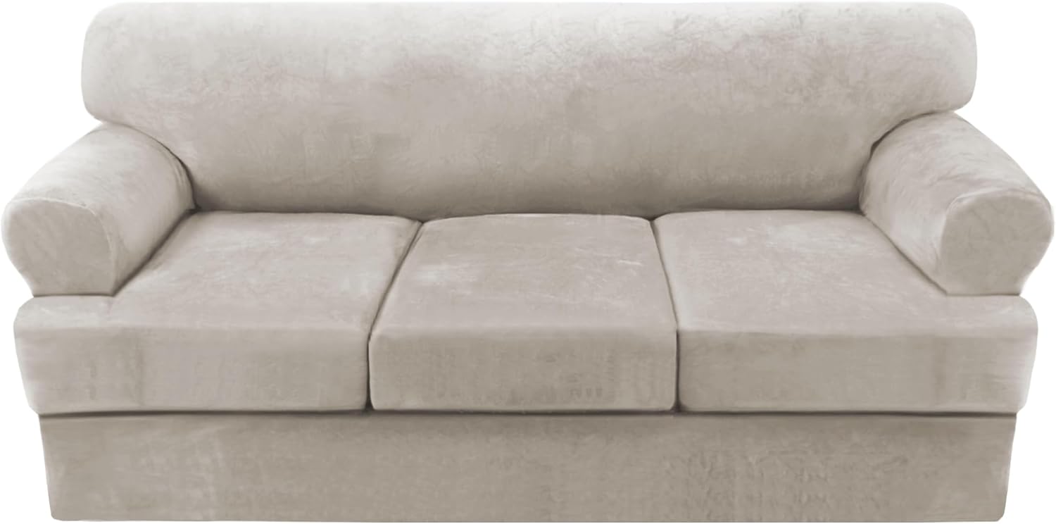 H.VERSAILTEX 4 Piece T Cushion Sofa Cover for 3 Cushion Couch
