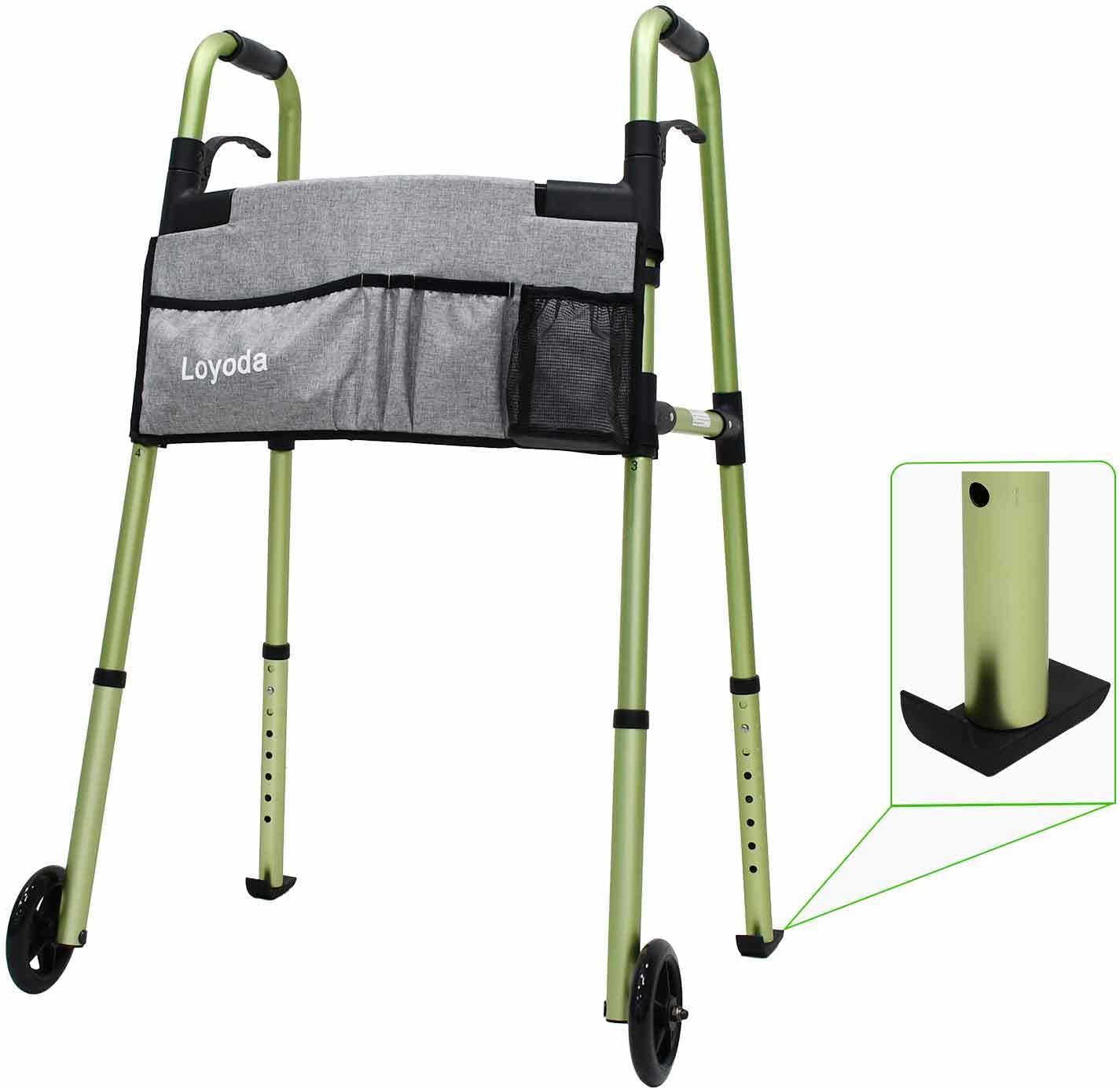 Folding Walkers for Seniors with Storage Bag and Glide Skis