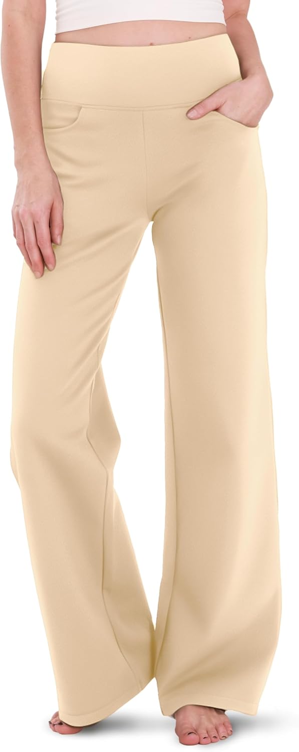 Houmous Wide Leg Pants for Women - Comfortable Cotton Yoga Trousers