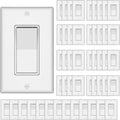 Single Pole Decorator Wall Light Switch with Wall Plate - Quiet Paddle