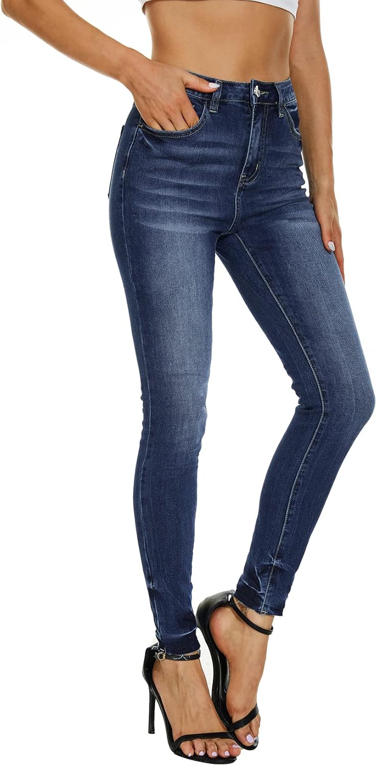 High Waisted Skinny Jeans for Women - Soft Stretchy Denim Fit