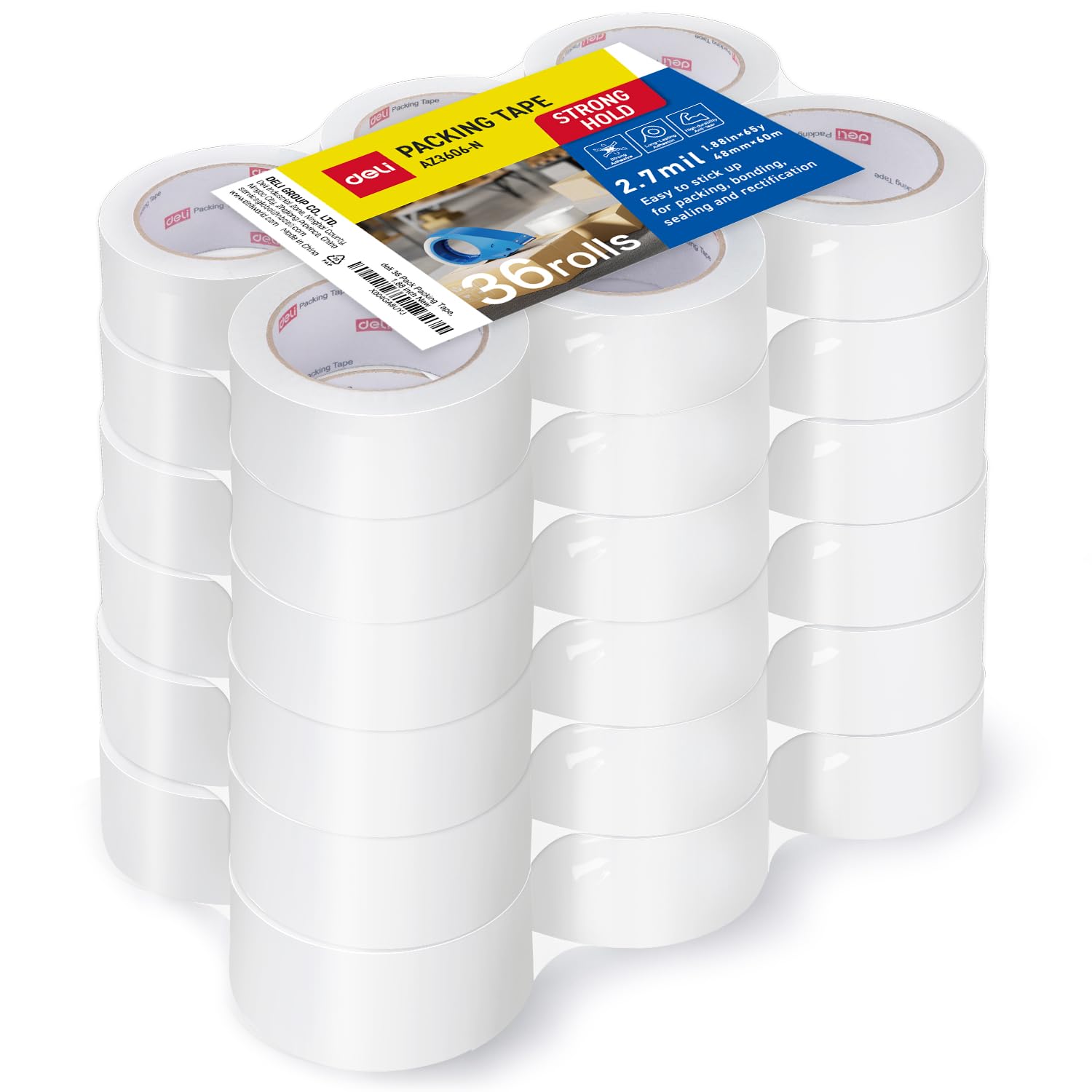 deli Heavy Duty Packing Tape 36 Rolls for Shipping and Moving